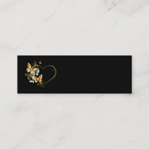 Heart with Golden Butterflies Mini Business Card