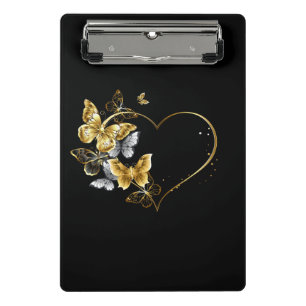 Heart with Golden Butterflies Mini Clipboard
