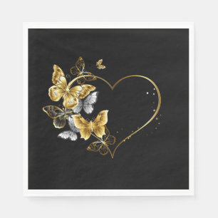 Heart with Golden Butterflies Napkins