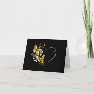 Heart with Golden Butterflies Note Card