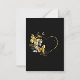 Heart with Golden Butterflies Note Card