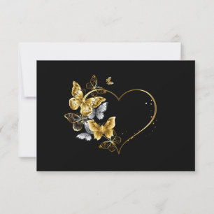Heart with Golden Butterflies Note Card