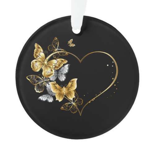 Heart with Golden Butterflies Ornament