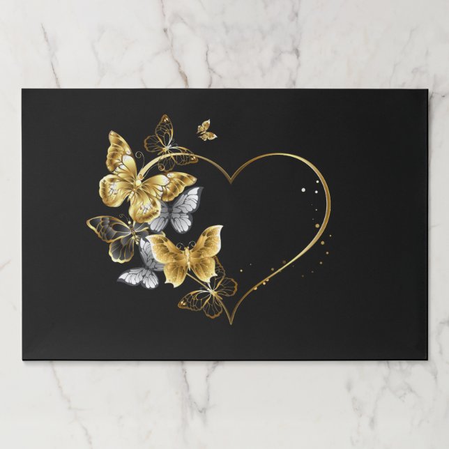 Heart with Golden Butterflies Paper Pad (Front)