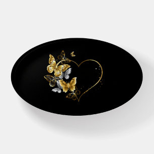 Heart with Golden Butterflies Paperweight