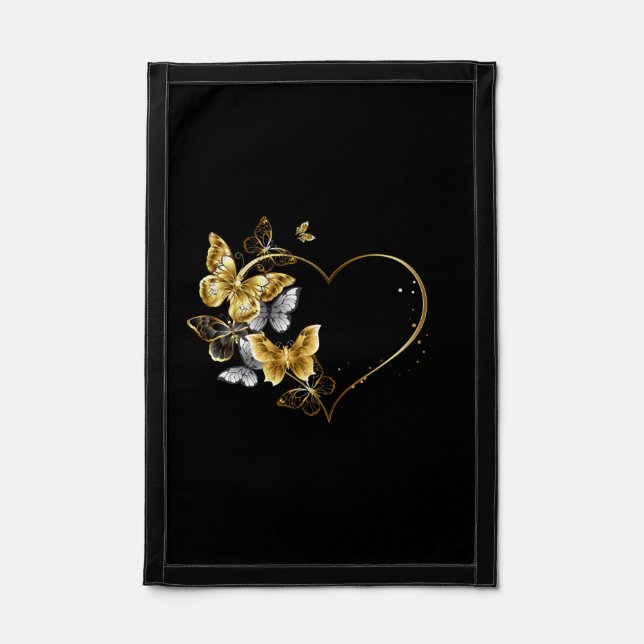 Heart with Golden Butterflies Pennant (Front)