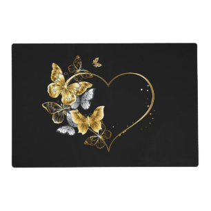 Heart with Golden Butterflies Placemat
