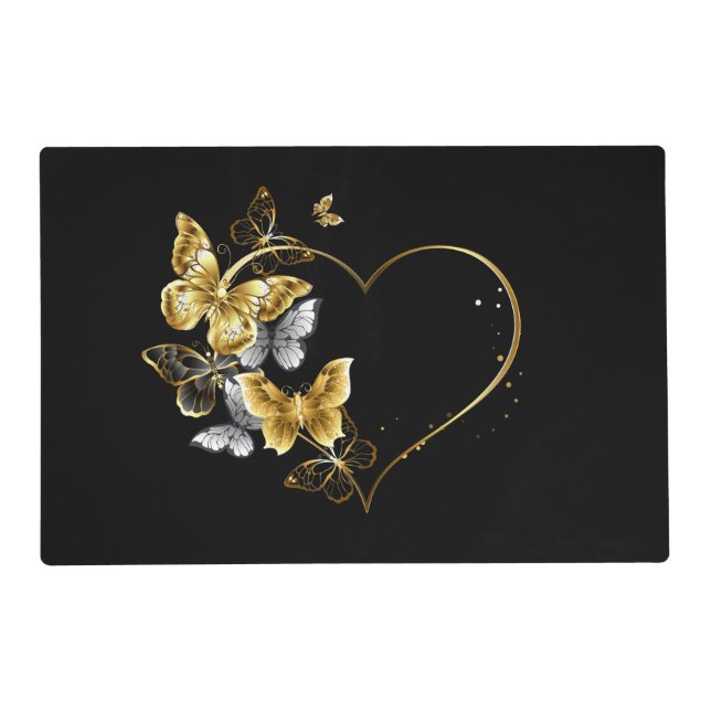 Heart with Golden Butterflies Placemat (Front)