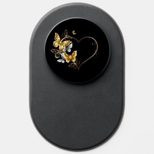 Heart with Golden Butterflies PopSocket