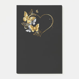 Heart with Golden Butterflies Post-it Notes