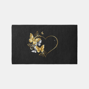 Heart with Golden Butterflies Rug