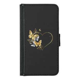 Heart with Golden Butterflies Samsung Galaxy S5 Wallet Case