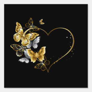 Heart with Golden Butterflies Sign