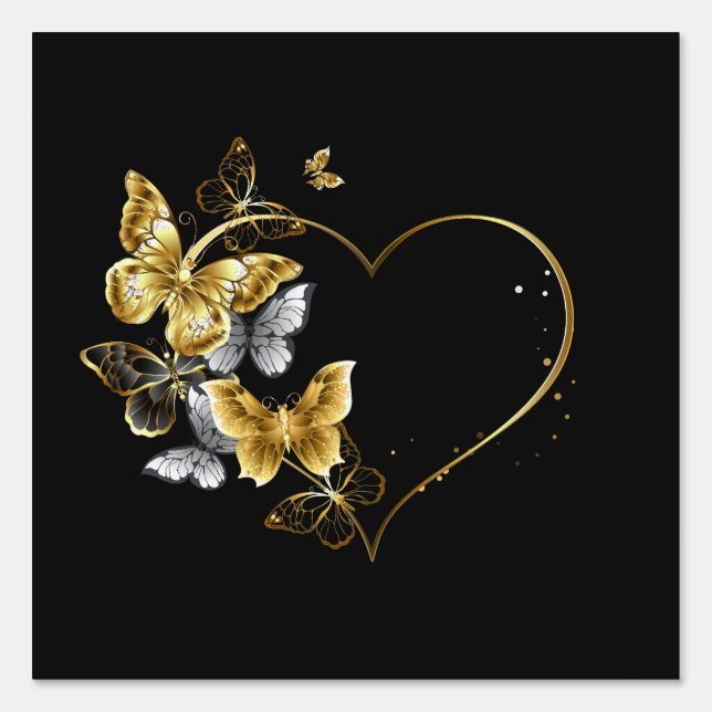 Heart with Golden Butterflies Sign (Front)
