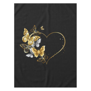 Heart with Golden Butterflies Tablecloth