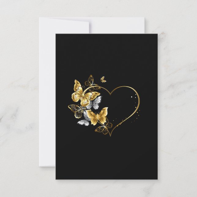 Heart with Golden Butterflies Thank You Card (Front)