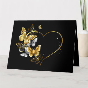 Heart with Golden Butterflies Thank You Card