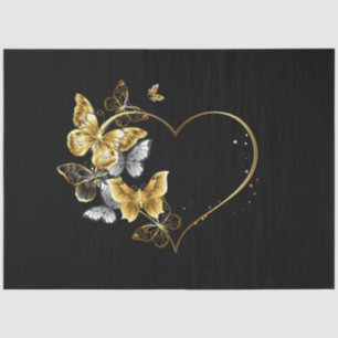 Heart with Golden Butterflies Tissue Paper