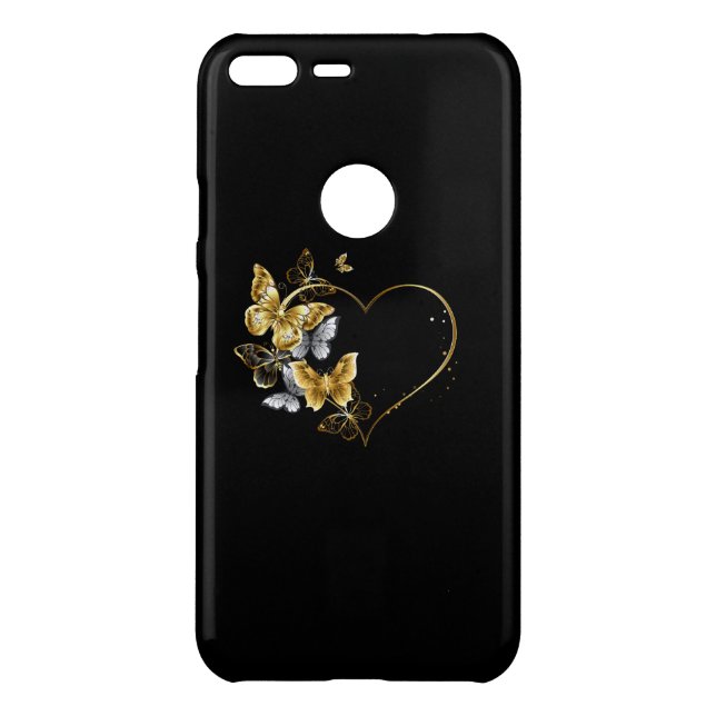 Heart with Golden Butterflies Uncommon Google Pixel XL Case (Back)