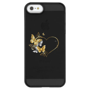 Heart with Golden Butterflies Permafrost iPhone SE/5/5s Case