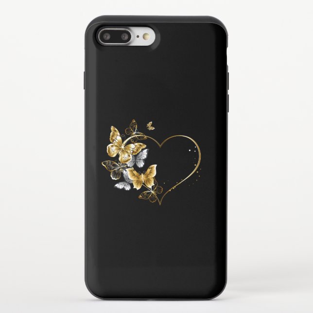 Heart with Golden Butterflies Uncommon iPhone Case (Back)