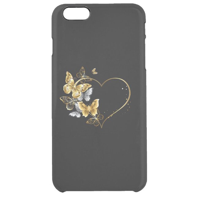 Heart with Golden Butterflies Uncommon iPhone Case (Back)