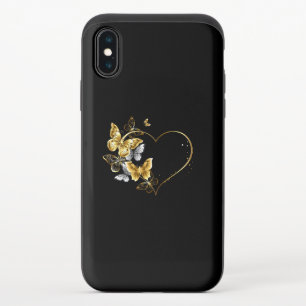 Heart with Golden Butterflies iPhone XS Slider Case