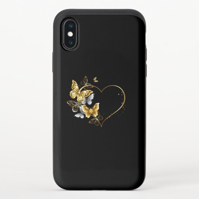 Heart with Golden Butterflies Uncommon iPhone Case (Back)
