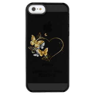 Heart with Golden Butterflies Clear iPhone SE/5/5s Case