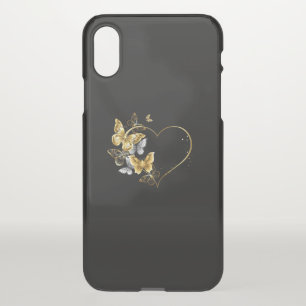 Heart with Golden Butterflies iPhone X Case