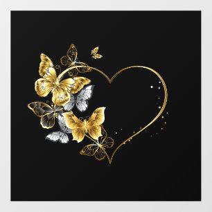 Heart with Golden Butterflies Wall Decal