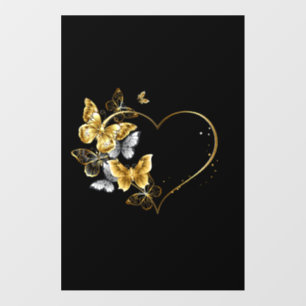 Heart with Golden Butterflies Wall Decal