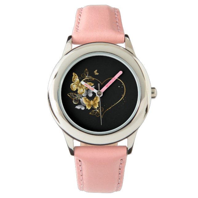 Heart with Golden Butterflies Watch (Front)