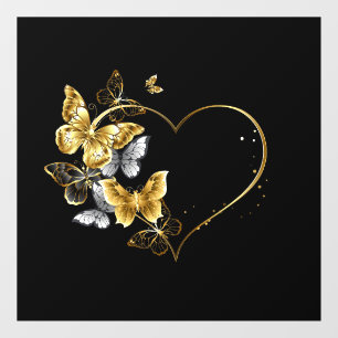 Heart with Golden Butterflies Window Cling
