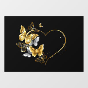 Heart with Golden Butterflies Window Cling