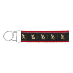 Heart with Golden Butterflies Wrist Keychain