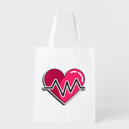 Heart With Heart Bats Grocery Bag