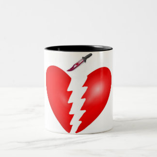 Heart With Knife Two-Tone Coffee Mug