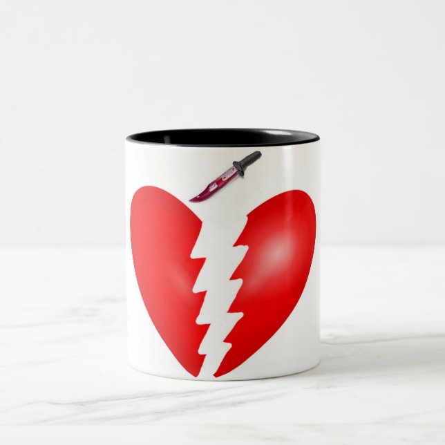 Heart With Knife Two-Tone Coffee Mug (Center)