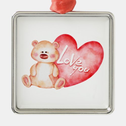 Heart with Love Designed Metal Ornament
