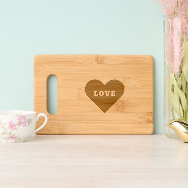 Heart with Love Text Your Gift Engraved Cutting Board (Upright)