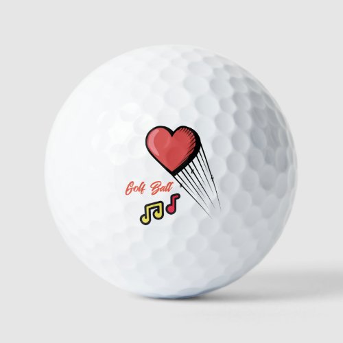 Heart with Music Designed Golf Balls