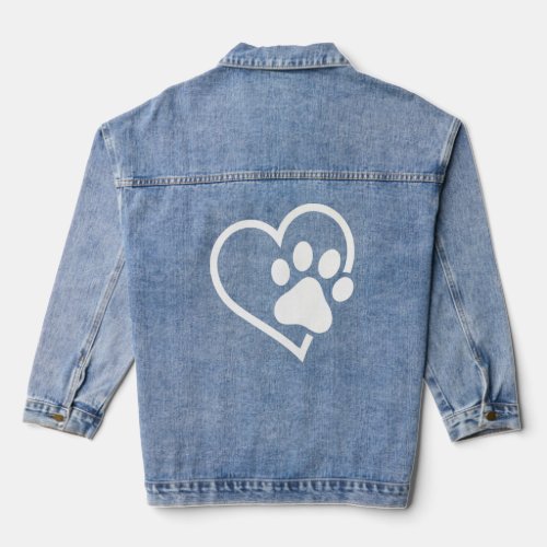 Heart With Paw For Cat Or Dog  Denim Jacket