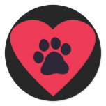 Heart with Paw Print Classic Round Sticker