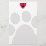 Heart with Paw Print Stationery