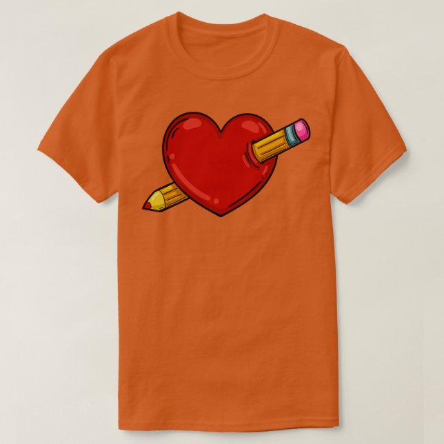 Heart With Pencil Love To Draw Drawing Artist T-Shirt (Design Front)