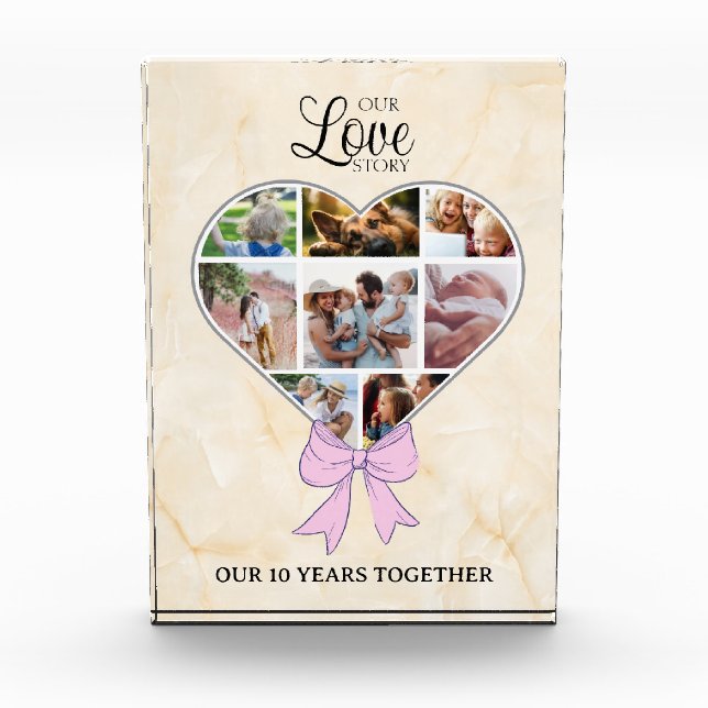 Heart With Pink Bow Photo Block (Front)