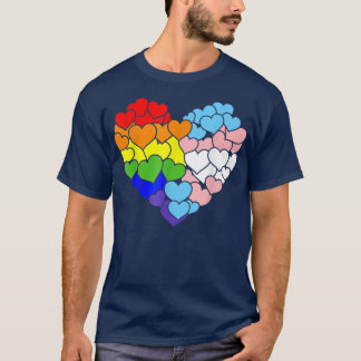 Heart With Rainbow And Transgender Flag For Pride  T-Shirt
