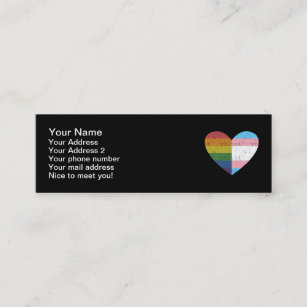 Heart with rainbow transgender flag pride month mini business card