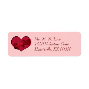 Heart with Red Bow Valentine Label